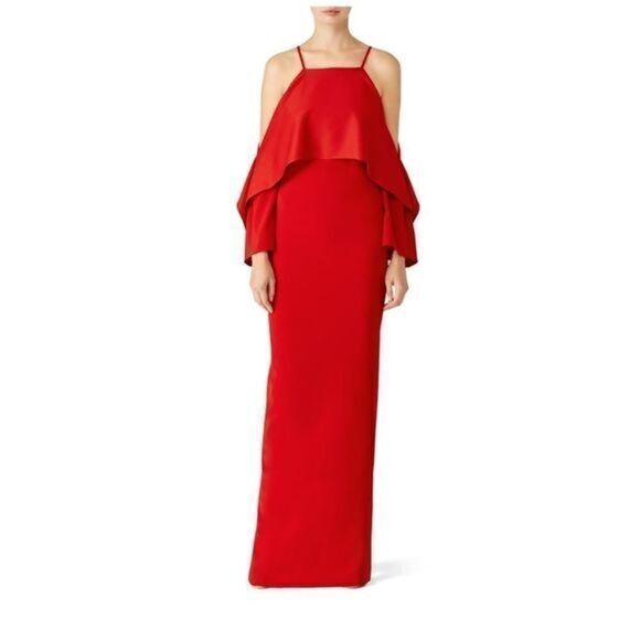 Trina Turk Red gown dress cold shoulder Mia maxi - Picture 1 of 5